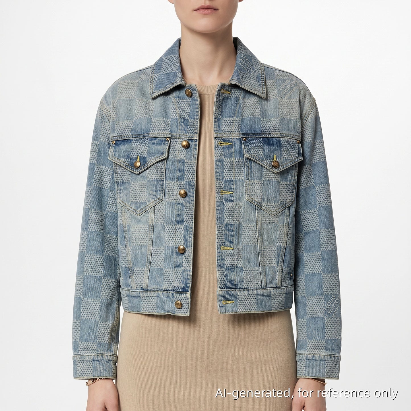 Louis Vuitton Blue Damier Denim Jacket Size 46