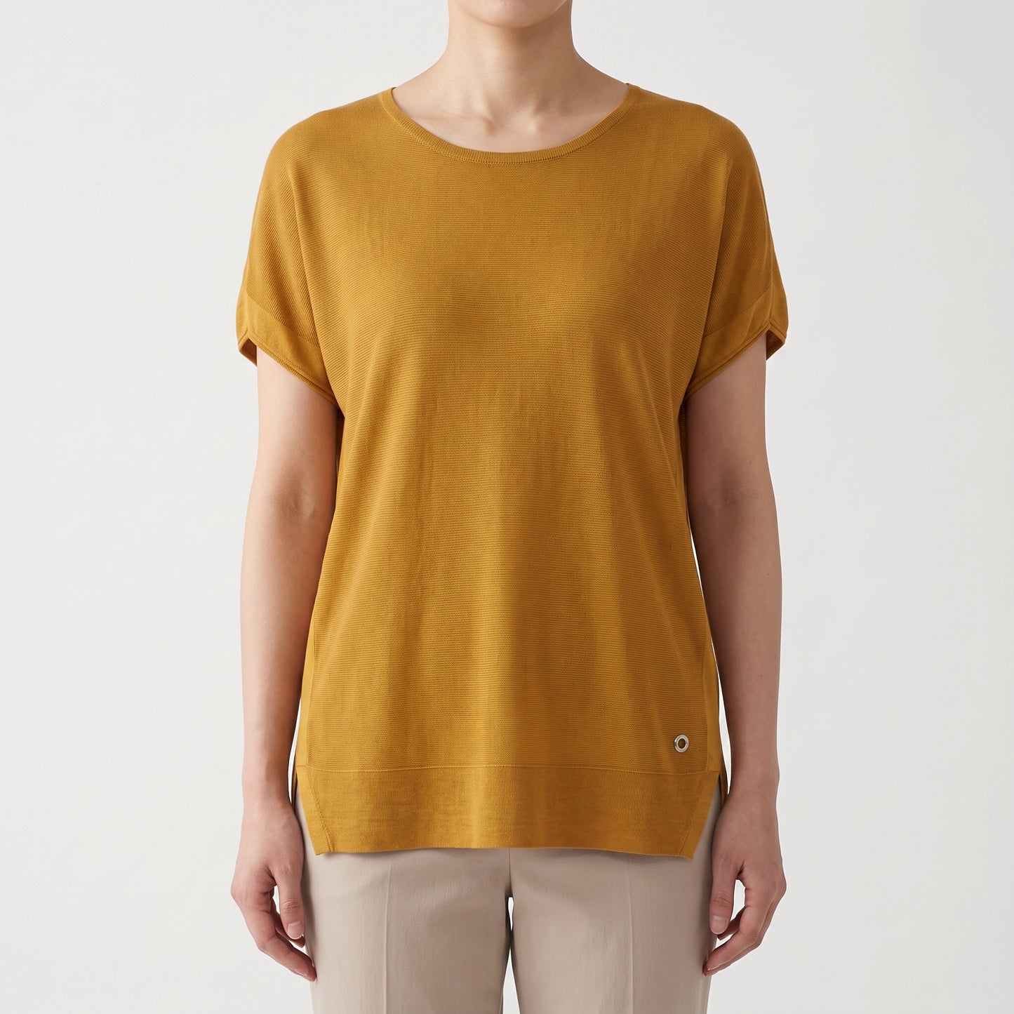 Loro Piana Yellow P2P Short Sleeve Knit Top Size 44