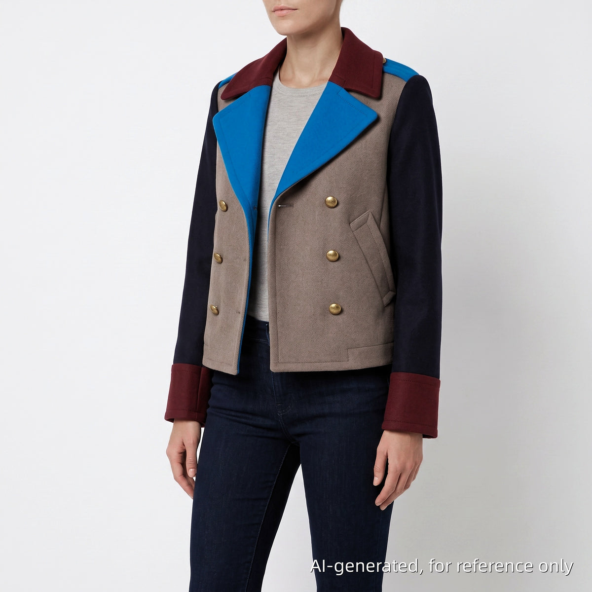 Marc Jacobs Multi‑Color Colorblock Double Breasted Jacket Size 4