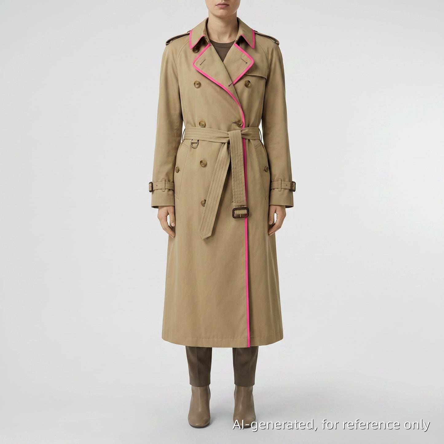 Burberry Camel Double Breasted Long Trench Coat US6