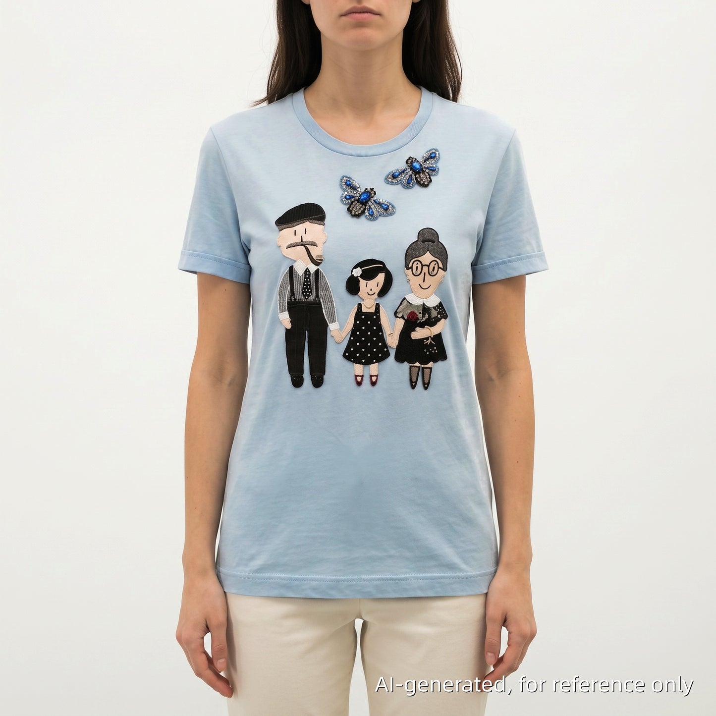 Dolce & Gabbana Mist Blue Character‑Print Short‑Sleeve T‑Shirt Size 36