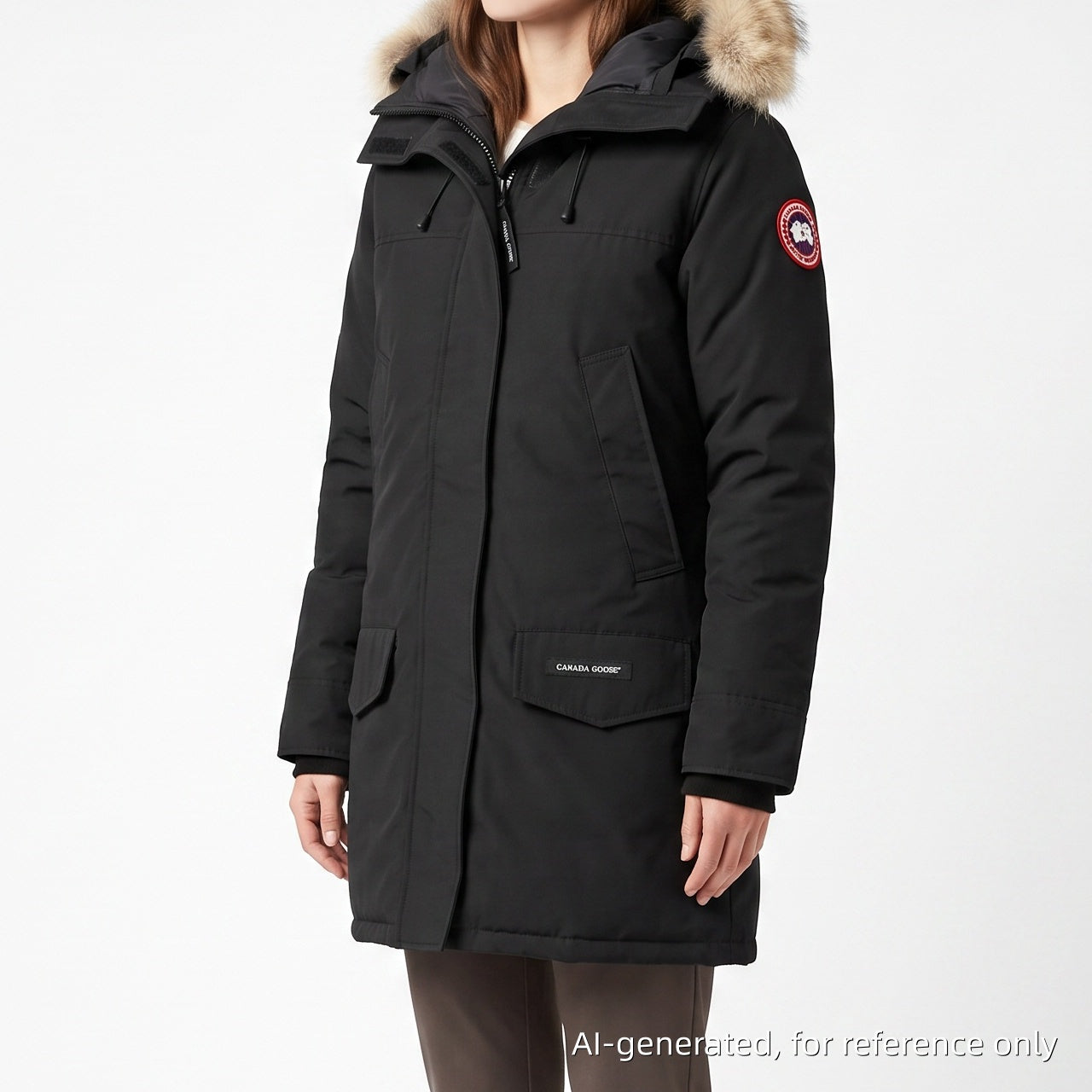 Canada Goose Black Fur‑Trim Hooded Parka Jacket Size S