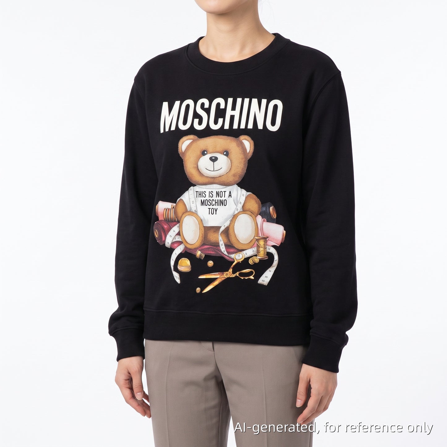 Moschino Black Teddy Bear Print Crew Neck Sweatshirt US 8