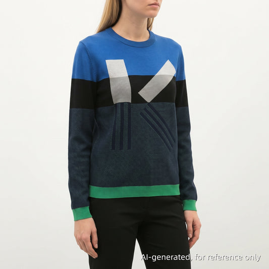 Kenzo Color-Block Crewneck Knit Sweater Size M