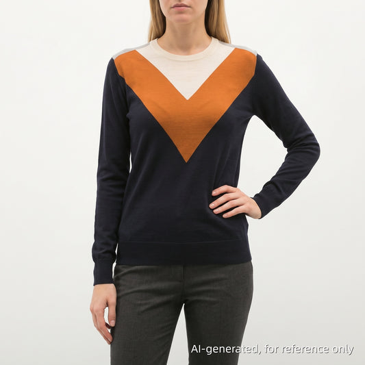 Stella McCartney  Color‑Block V‑Neck Knit Sweater Size 36