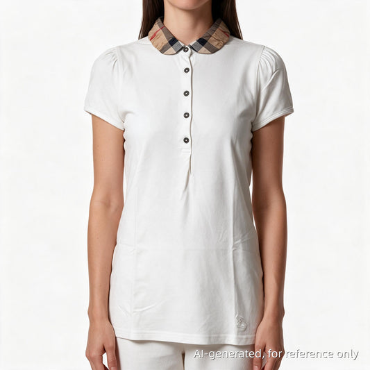 Burberry White Women Short Sleeve Blouse Size S