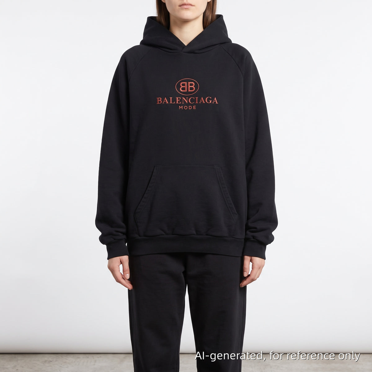 Balenciaga Navy blue  BB Logo Print Pullover Hoodie Size XXL