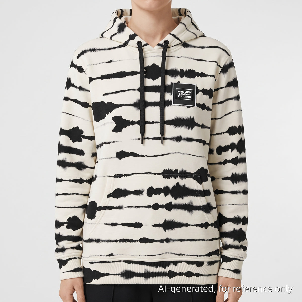 Burberry White & black Zebra Print Pullover Hoodie Size S
