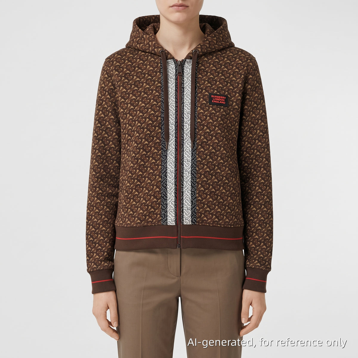 Burberry Brown TB Monogram Hoodie Size S