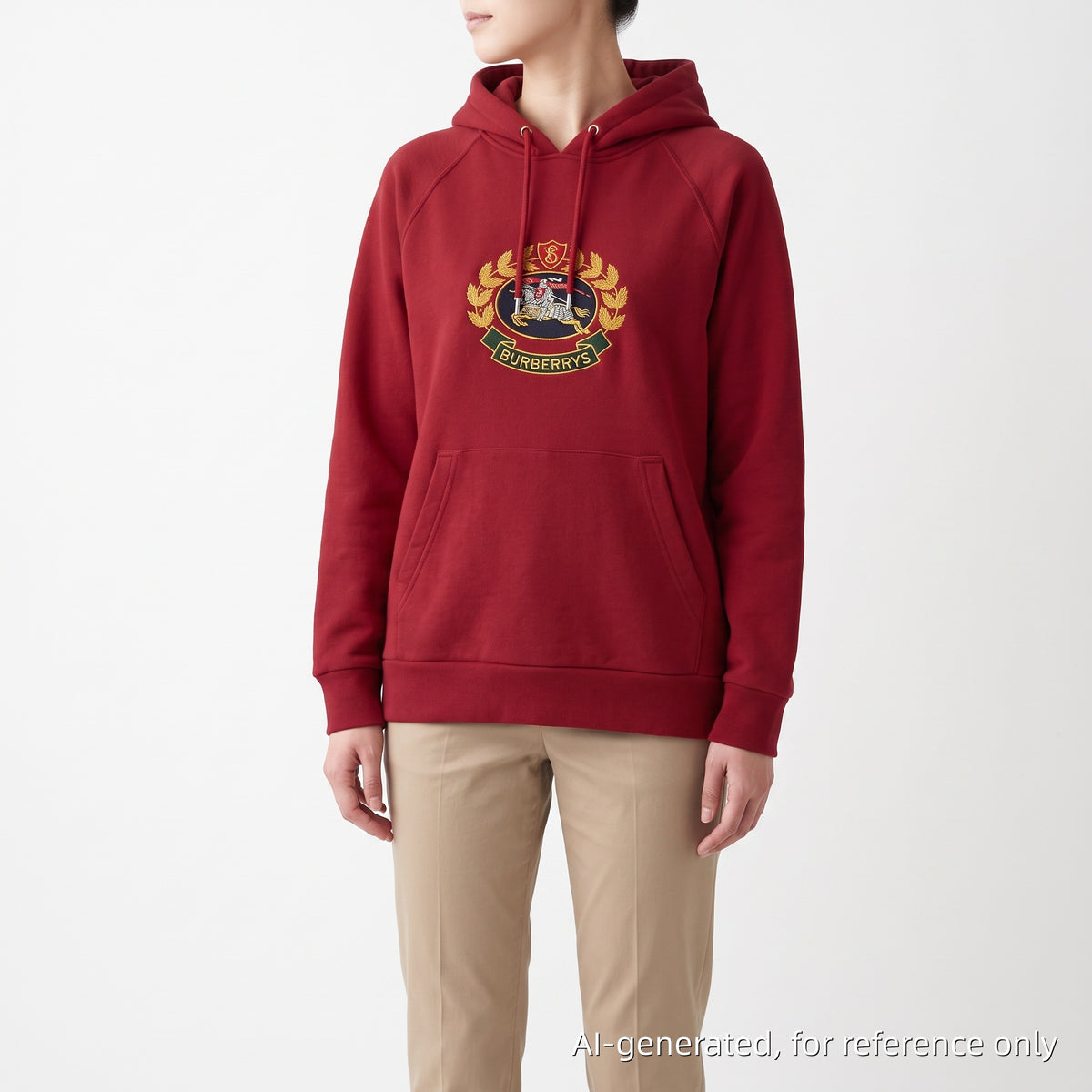 Burberry Red Vintage Crest Logo Hoodie Size M