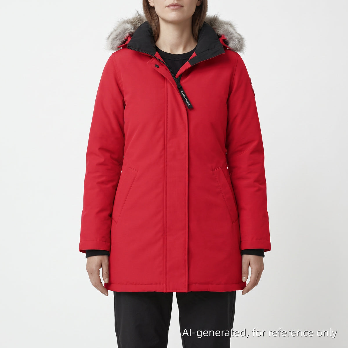 Canada Goose Red Fur Trim Parka Size S