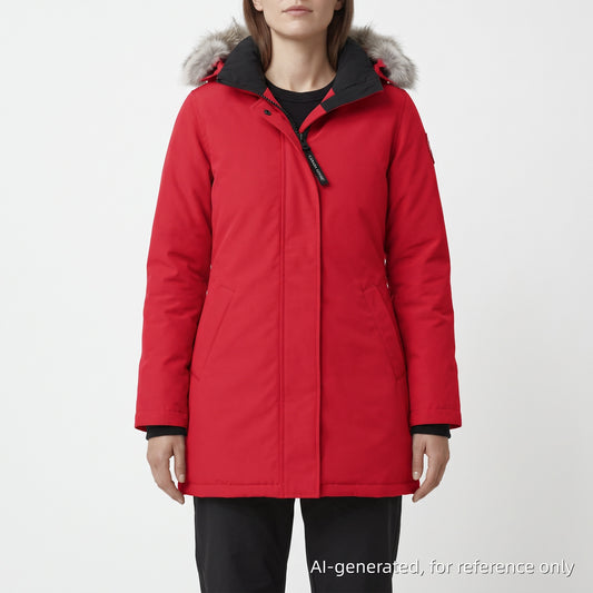 Canada Goose Red Fur Trim Parka Size S