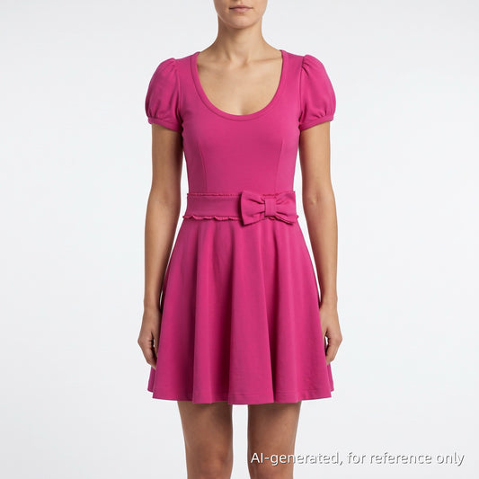 Red Valentino Hot Pink Puff Sleeve Fit & Flare Dress XS