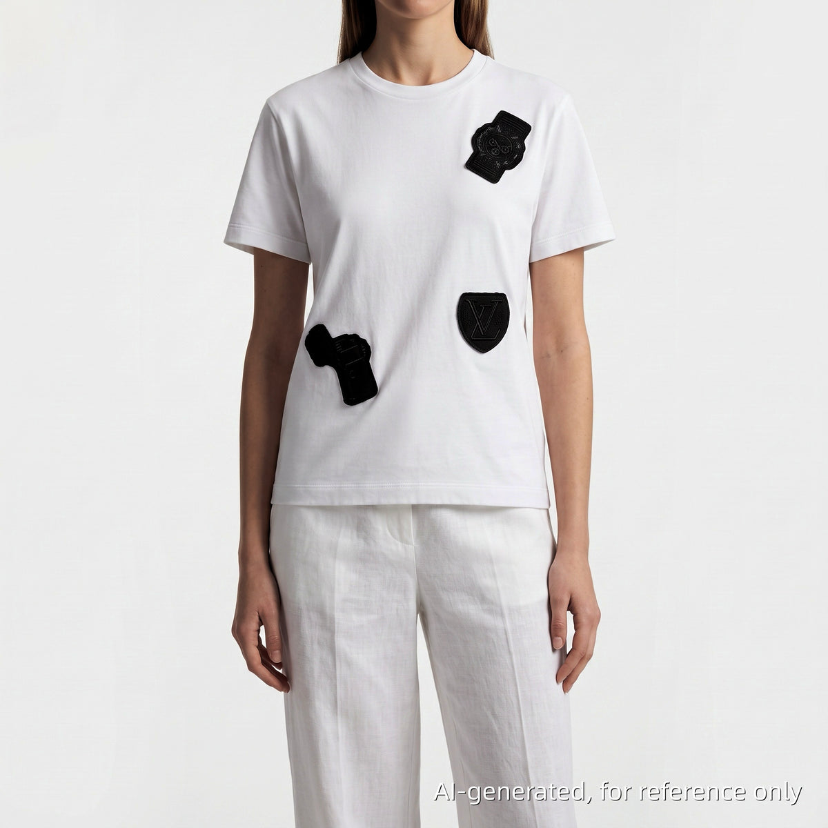 Louis Vuitton White Heart Applique T-shirt Size M