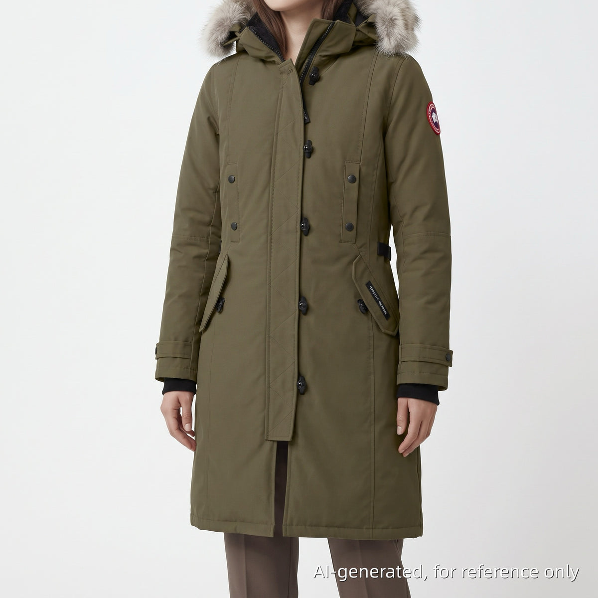 Canada Goose Olive Fur Trim Long Parka Size XS