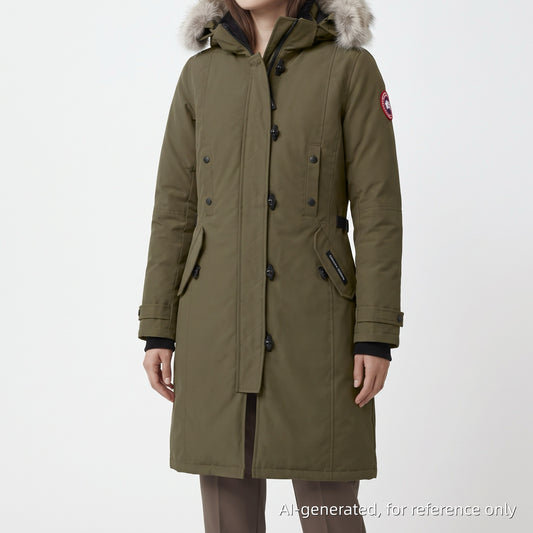 Canada Goose Olive Fur Trim Long Parka Size XS