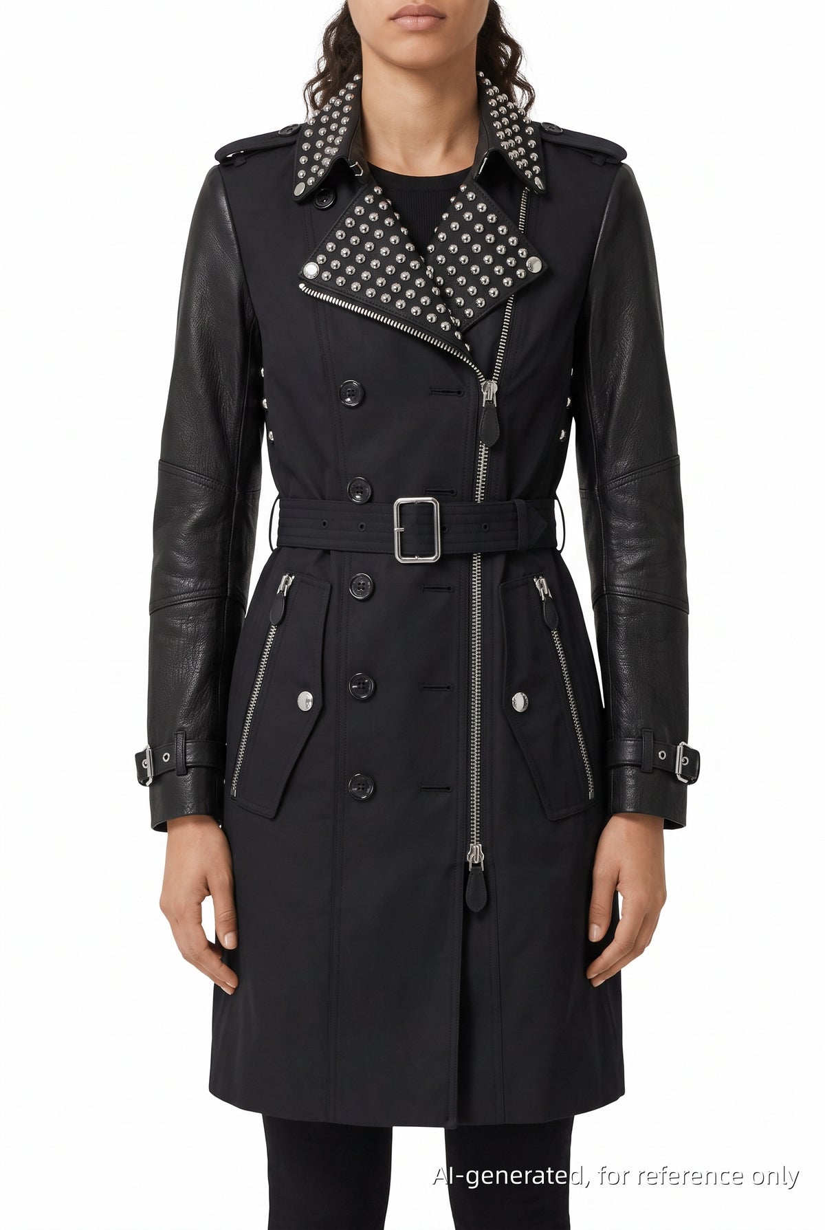 Burberry Brit  Black Studded Trench Coat US size 4