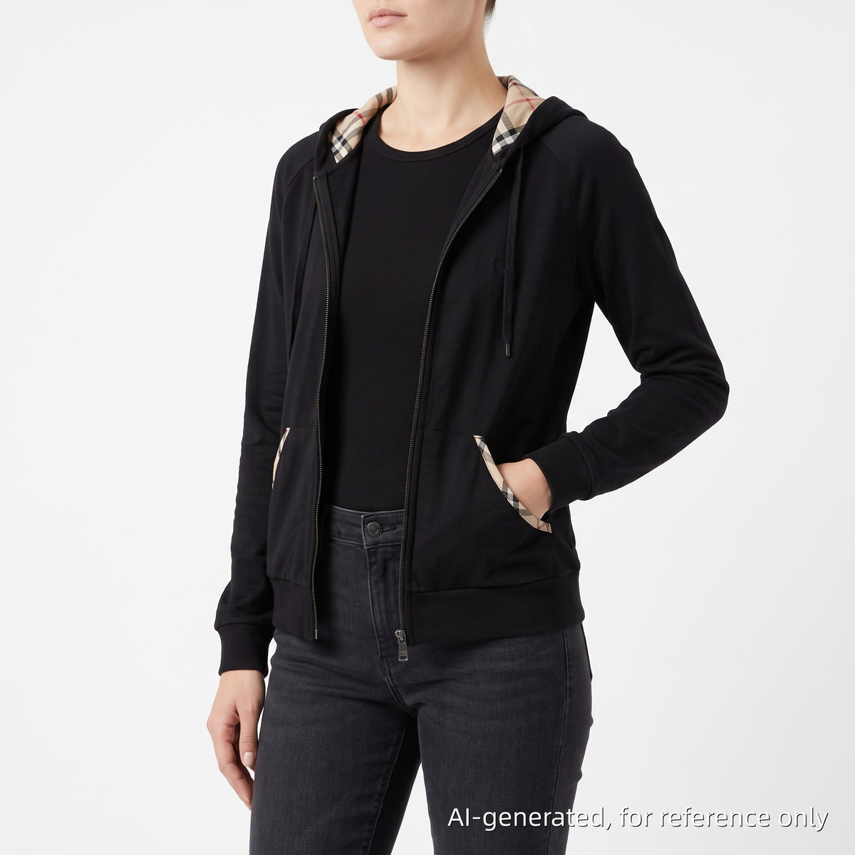 Burberry Black Hooded Zip Up Jacket Size M
