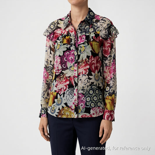 Burberry NWT multi-color floral long sleeve blouse US size 4
