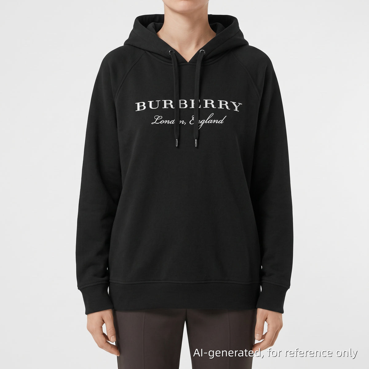 Burberry Black Logo Print Hooded Sweatshirt Size M