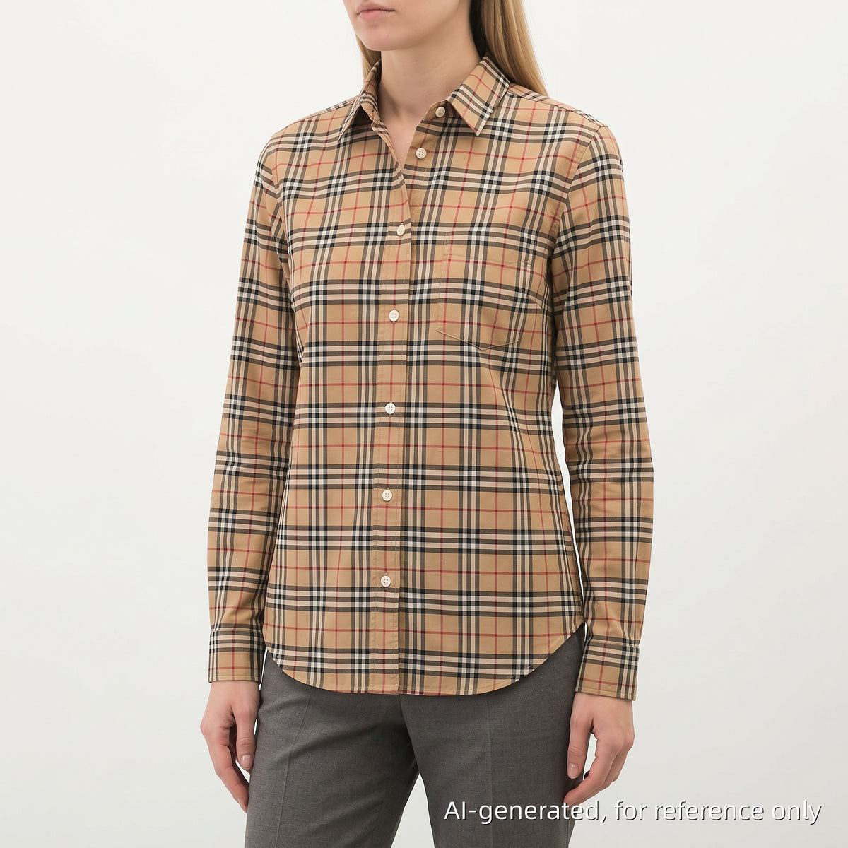 Burberry Khaki Vintage Check Long Sleeve Shirt Size S