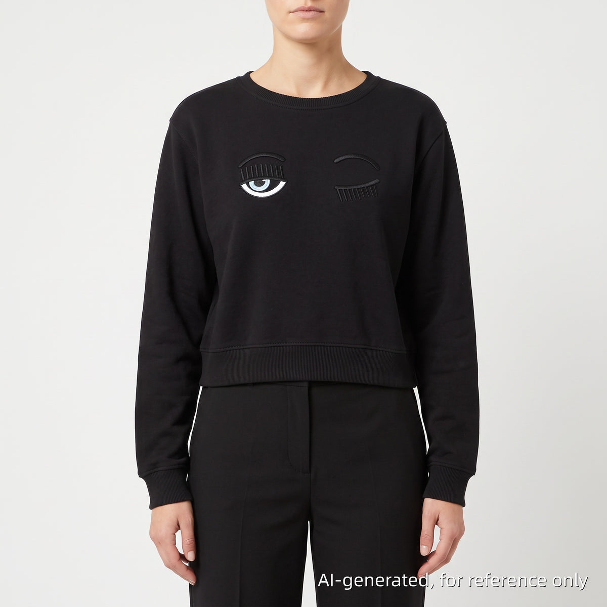 Chiara Ferrari Black Cropped Sweatshirt Size L