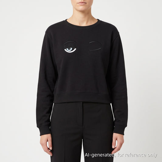 Chiara Ferrari Black Cropped Sweatshirt Size L