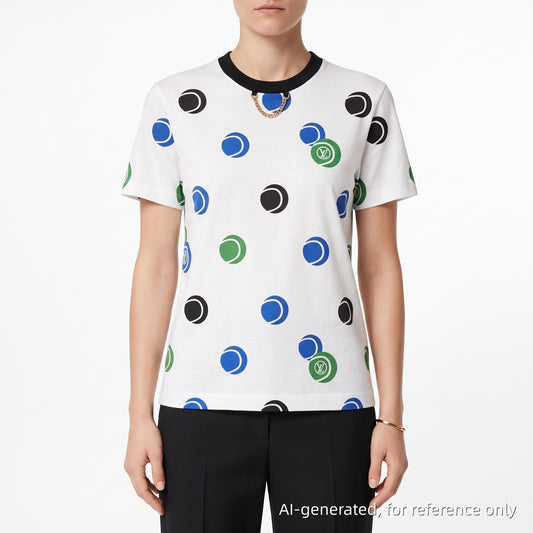 Louis Vuitton White Polka Dot Short Sleeve T-Shirt Size M