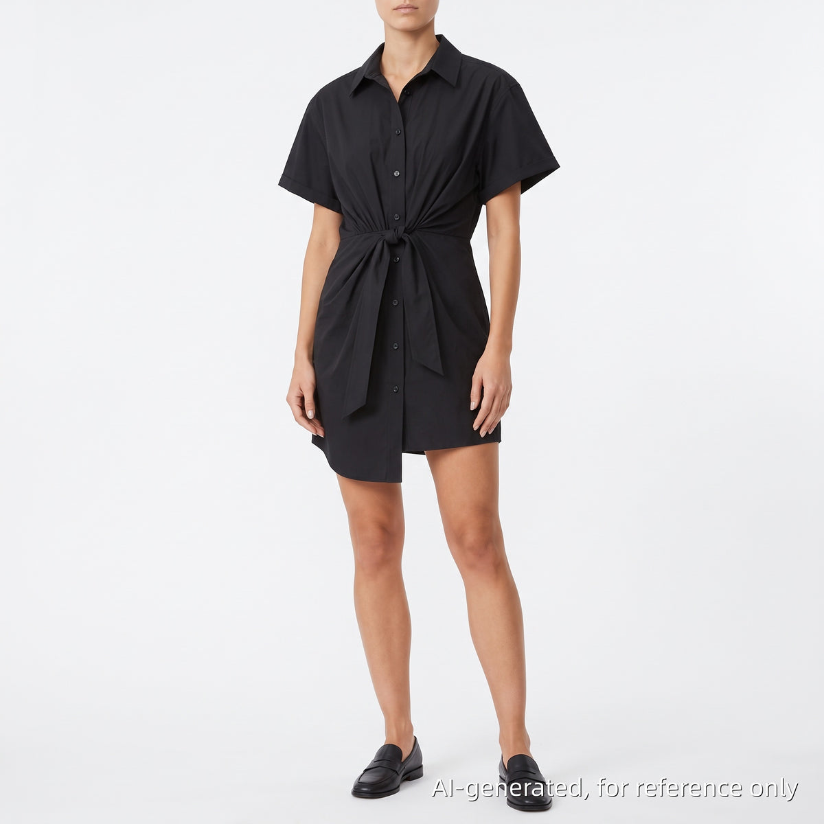 Alexander Wang Black Short Sleeve Shirt Dress Size 6