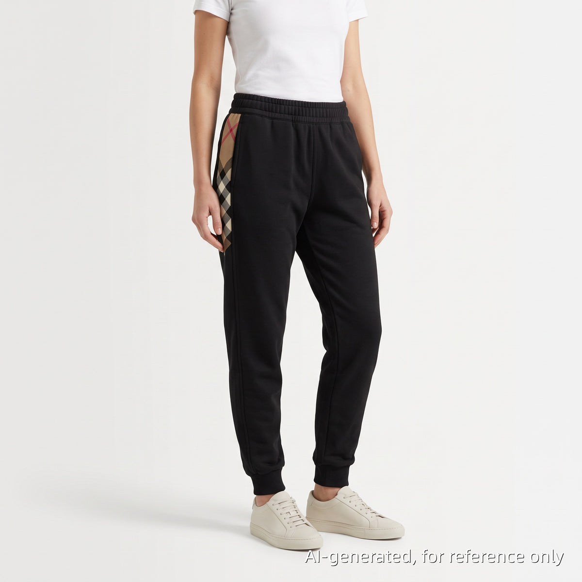 Burberry Black Side Check Stripe Jogger Pants Size S