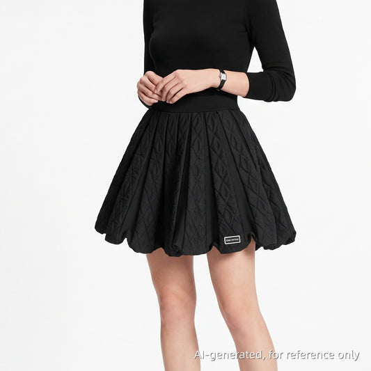 Louis Vuitton Black Crinkled Pleated Mini Skirt Size S