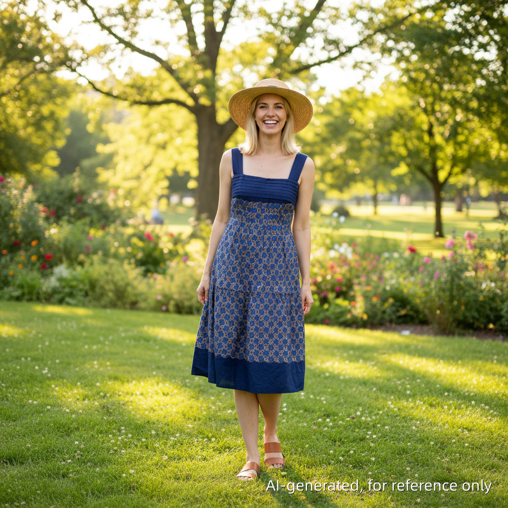Louis Vuitton Jacquard Midi Dress – Blue (P2P 17 in)