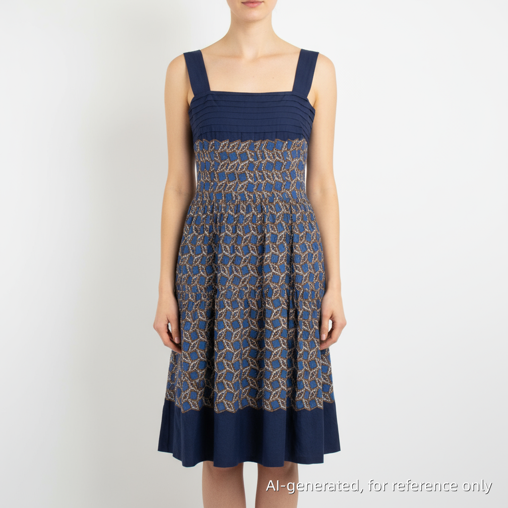 Louis Vuitton Jacquard Midi Dress – Blue (P2P 17 in)