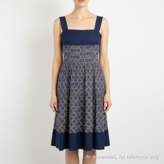 Louis Vuitton Jacquard Midi Dress – Blue (P2P 17 in)