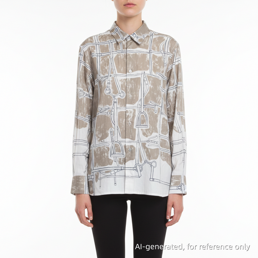Hermes Silk Print Long-Sleeve Shirt Size 41