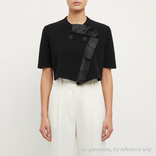 Max Mara Knit Top with Pleated Asymmetrical Overlay