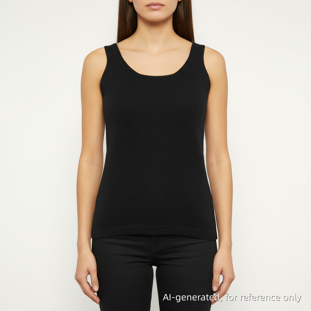 Max Mara Black Sleeveless Tank Top with Scoop Neckline