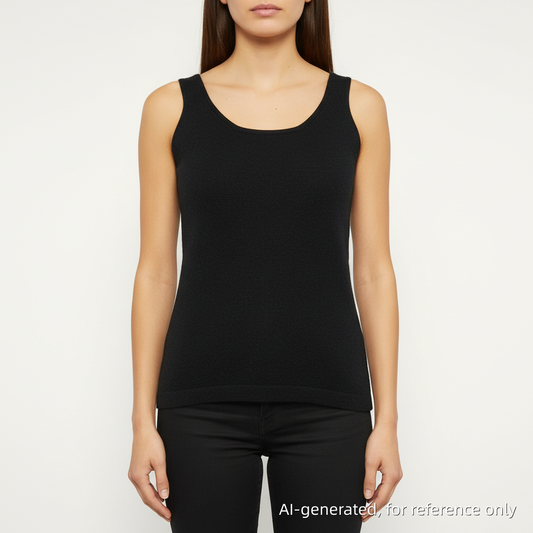 Max Mara Black Sleeveless Tank Top with Scoop Neckline