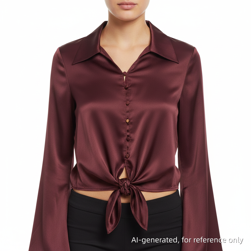 Acne Studios Satin Wrap Blouse Burgundy