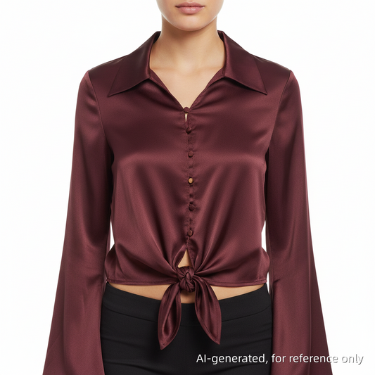 Acne Studios Satin Wrap Blouse Burgundy